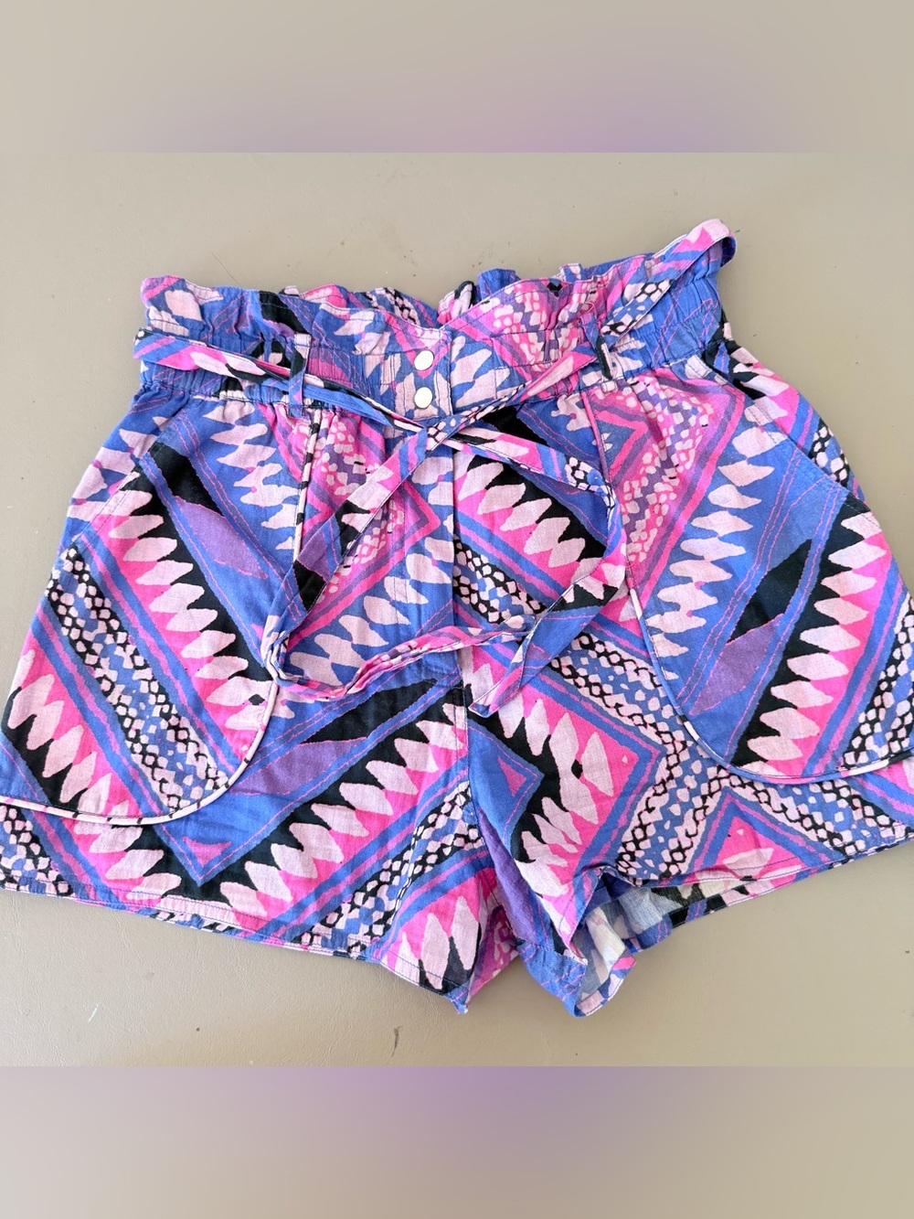 ba&sh goonies shorts Geometric Abstract Paperbag Waist Pink Purple Blue festival